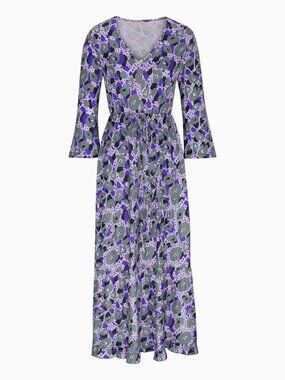 Boho Tiered Maxi Dress fits Medium Purple/Grn Floral V Neck Ruffle hem Feminine